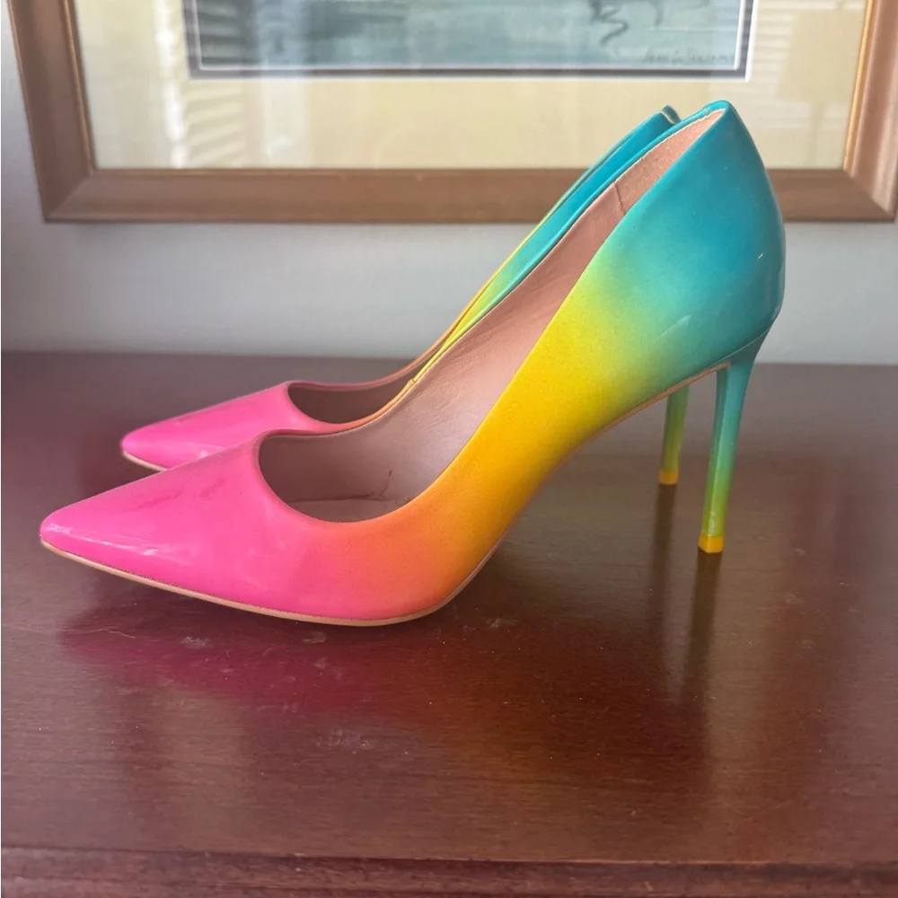 Chelsea & Violet Pink and Orange Heels - Picture 3 of 5